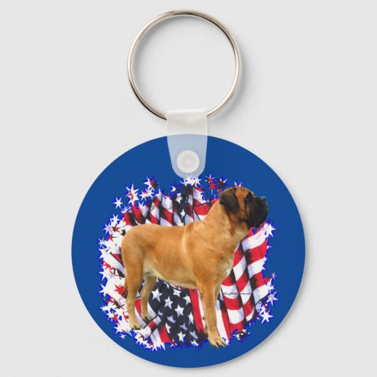 Mastiff (abrikoos) Patriot Sleutelhanger (Voorkant)