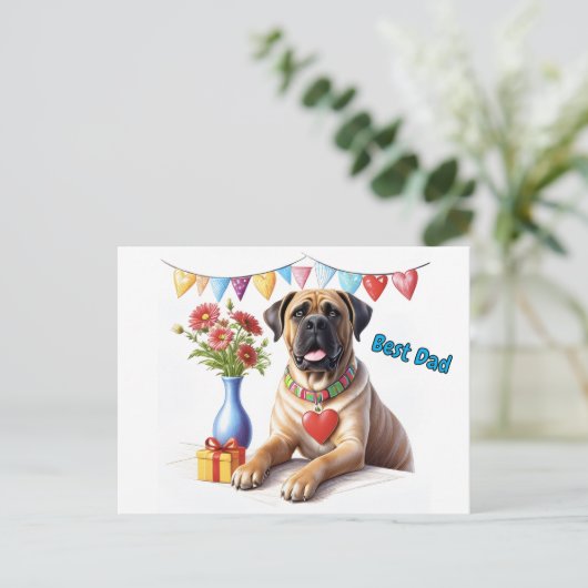 Mastiff auf einer Feier Briefkaart (Staand voorkant)