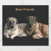 Mastiff beste Freunde Sparkling Wijnetiket (Enkel label)