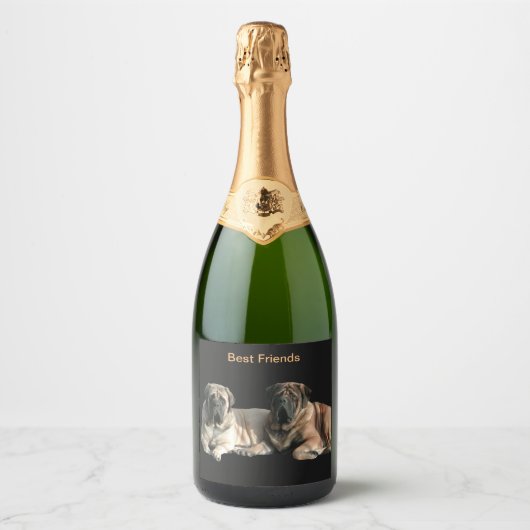 Mastiff beste Freunde Sparkling Wijnetiket (Voorkant)