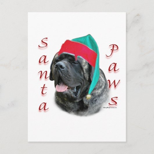 Mastiff (brindle) Santa Paws Feestdagenkaart (Voorkant)