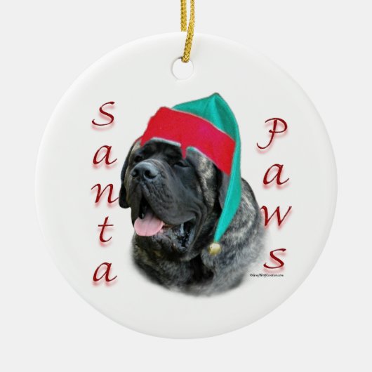 Mastiff (brindle) Santa Paws Keramisch Ornament (Voorkant)
