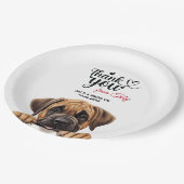 Mastiff bruiloft dank u papieren bordje (Gekanteld)