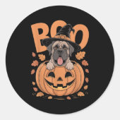 Mastiff Costume On Pumpkin Halloween Mastiff  Ronde Sticker (Voorkant)