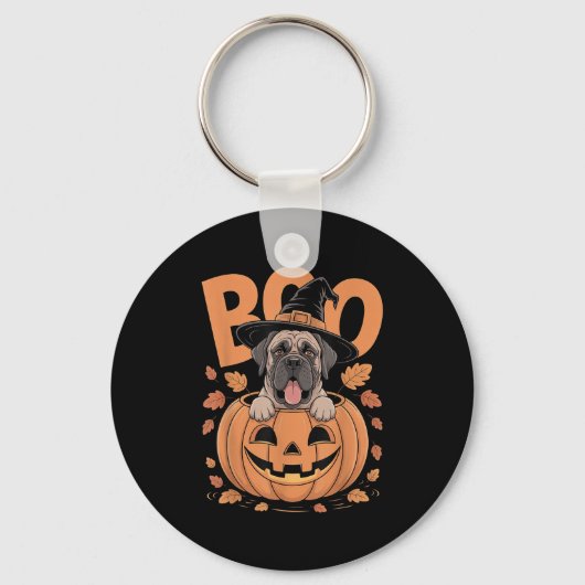 Mastiff Costume On Pumpkin Halloween Mastiff  Sleutelhanger (Voorkant)