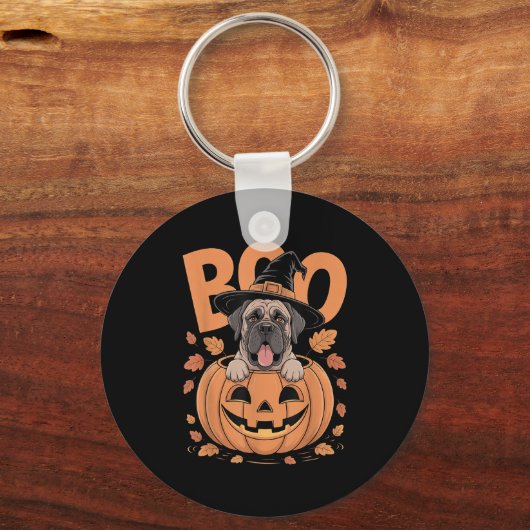 Mastiff Costume On Pumpkin Halloween Mastiff  Sleutelhanger (Voorkant)