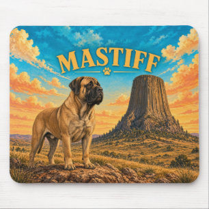 Mastiff, Devils Tower Vintage Watercolor Muismat