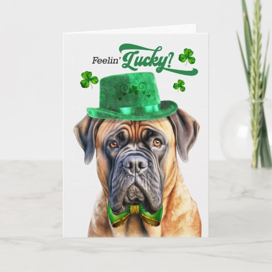 Mastiff Dog Feelin' Lucky St Patrick's Day Feestdagen Kaart (Voorkant)