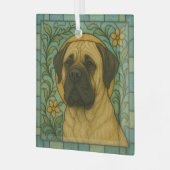 Mastiff Dog "Glas in lood" Glas Ornament (Voorkant links)