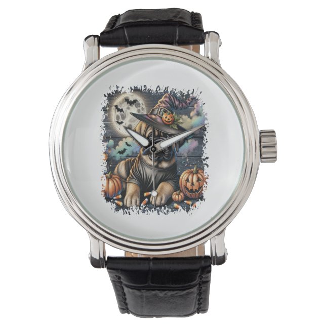 Mastiff Dog Halloween Square Horloge (Voorkant)