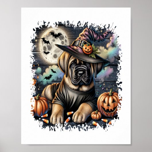Mastiff Dog Halloween Square Poster (Voorkant)