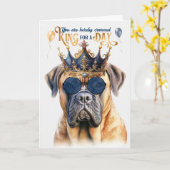 Mastiff Dog King voor een Dag Funny Birthday Kaart (Gele Bloem)