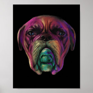 Mastiff Dog Kleurrijke Waterverf Tattoo Stijl Poster