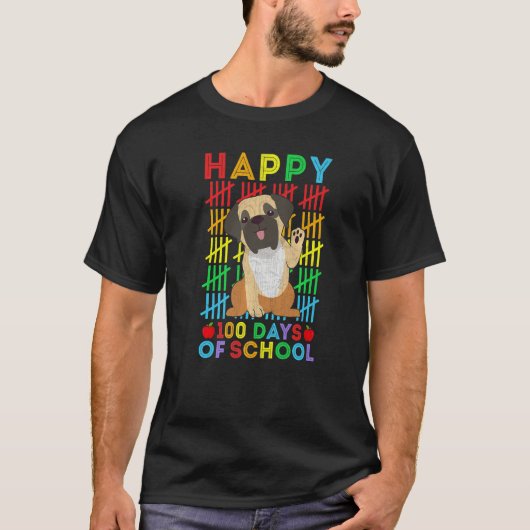 Mastiff Dog Lovers Teacher Student Happy 100 Days  T-shirt (Voorkant)