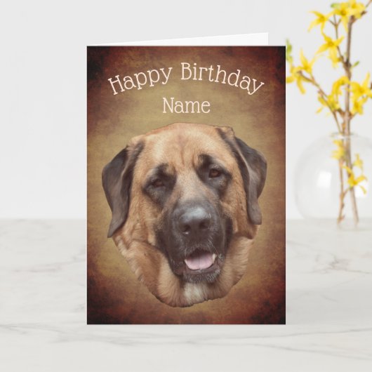 Mastiff Dog Persoonlijke Birthday Kaart (Gele Bloem)
