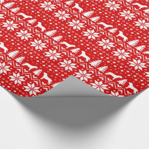 Mastiff Dog Silhouettes kerstfeestmaal patroon Cadeaupapier