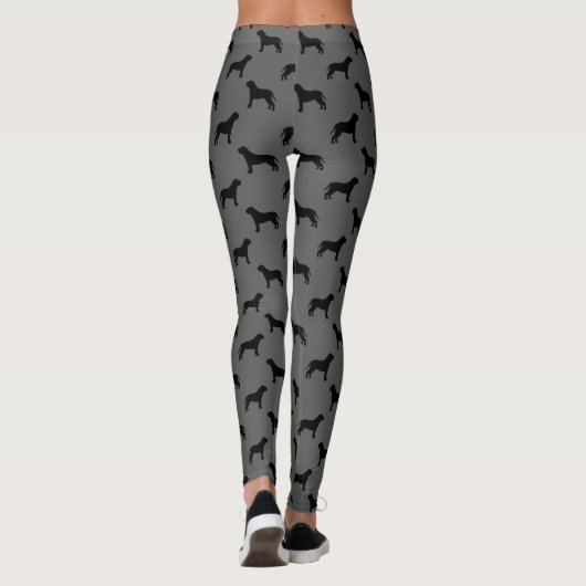 Mastiff Dog Silhouettes Pattern Grey and Black Leggings (Achterkant)