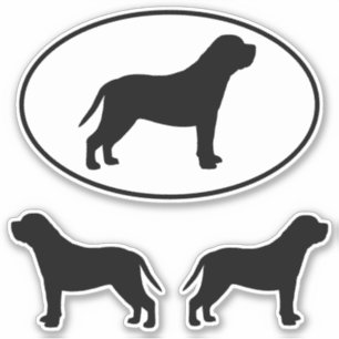 Mastiff Dog Silhouettes Vinyl Sticker Set