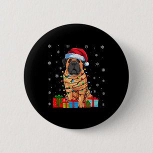 Mastiff Dog Ugly Xmas Lights Santa Hat Mastiff Dog Ronde Button 5,7 Cm