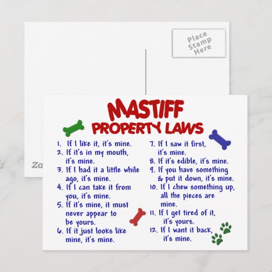 MASTIFF Eigendomwetten 2 Briefkaart (Voorkant / Achterkant)