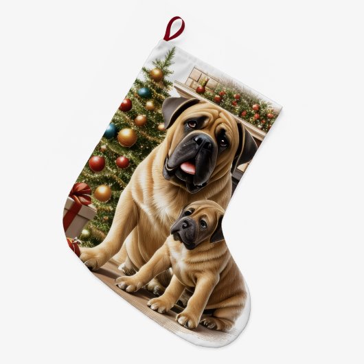 Mastiff englische Dogge Christmas  Grote Kerstsok (Voorkant (Hangend))