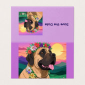 Mastiff englische Dogge mit Blumenkranz Muttertag Kaart (Buitenkant ongevouwen)