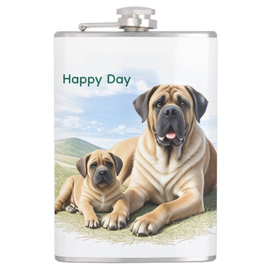 Mastiff englische Dogge mit Kind im Urlaub Heupfles (Voorkant)