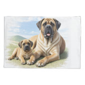 Mastiff englische Dogge mit Kind im Urlaub Kussensloop (Achterkant)