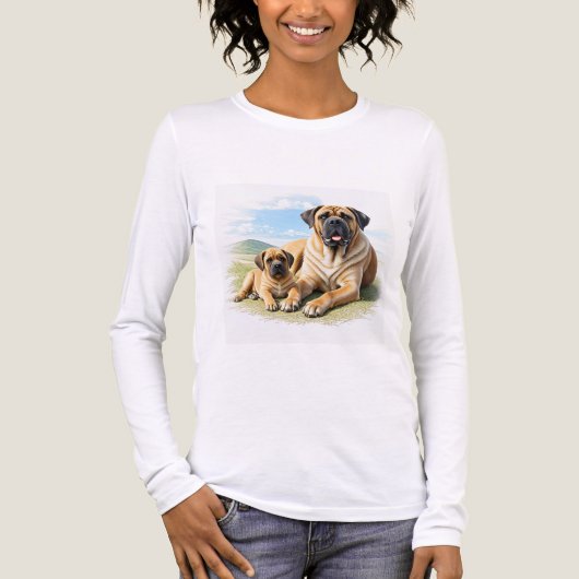 Mastiff englische Dogge mit Kind im Urlaub Tri-Blend Shirt (Voorkant volledig)