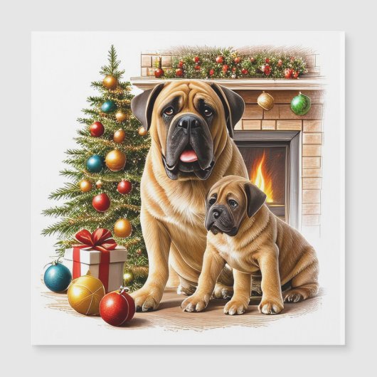 Mastiff englische Doggen Kamin Weihnachten (Voorkant)