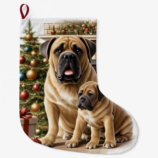 Mastiff englische Doggen Kamin Weihnachten Grote Kerstsok (Voorkant)