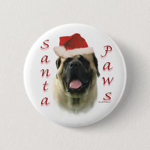 Mastiff (fawn) Santa Paws Ronde Button 5,7 Cm