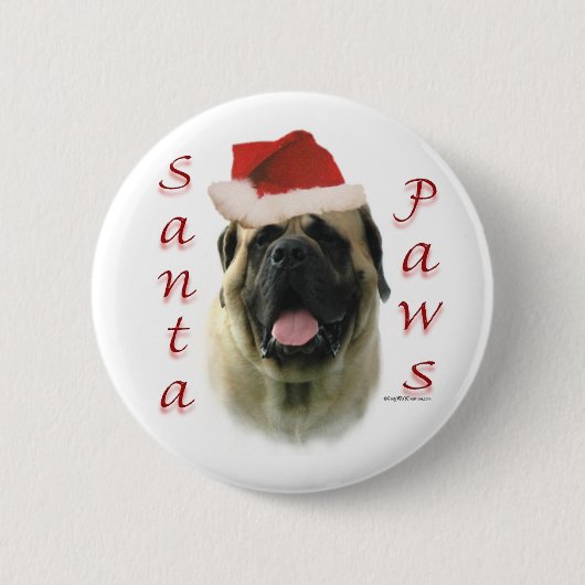 Mastiff (fawn) Santa Paws Ronde Button 5,7 Cm (Voorkant)