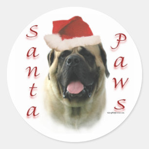 Mastiff (fawn) Santa Paws Ronde Sticker