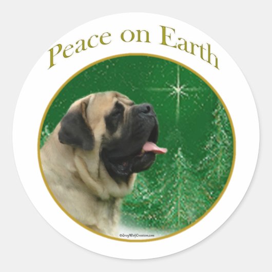 Mastiff (fawn) vrede ronde sticker (Voorkant)