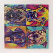 Mastiff, Great Dane, Black Lab, Pit Bull - Puzzle Legpuzzel (Horizontaal)