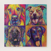 Mastiff, Great Dane, Black Lab, Pit Bull - Puzzle Legpuzzel (Verticaal)