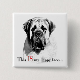 Mastiff Happy Face Button