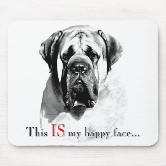 Mastiff Happy Face Mousepad Muismat (Voorkant)