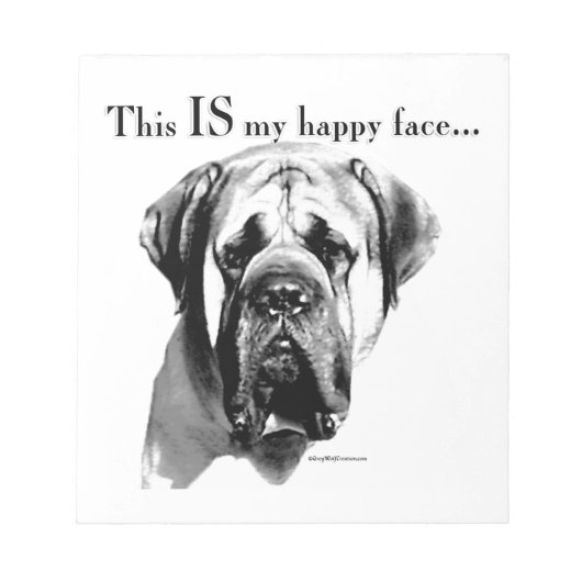 Mastiff Happy Face Notitieblok (Voorkant)