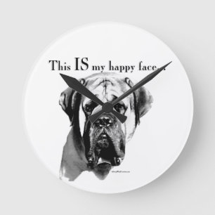 Mastiff Happy Face Ronde Klok