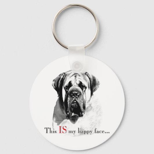 Mastiff Happy Face Sleutelhanger (Voorkant)