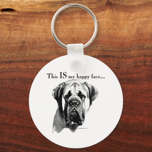 Mastiff Happy Face Sleutelhanger (Voorkant)