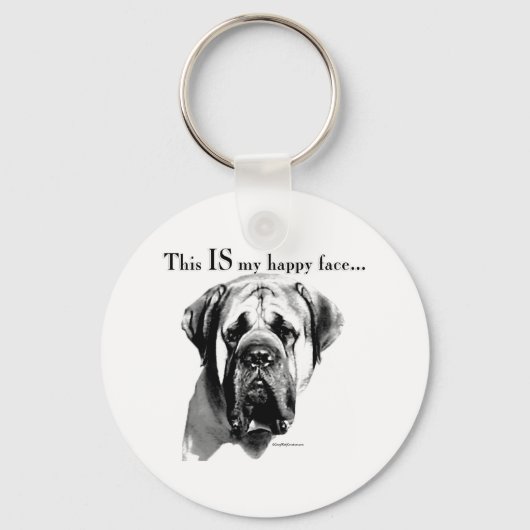 Mastiff Happy Face Sleutelhanger (Achterkant)