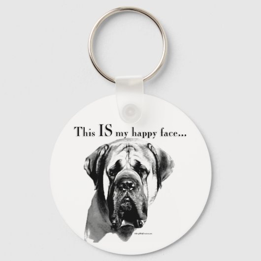 Mastiff Happy Face Sleutelhanger (Voorkant)