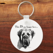 Mastiff Happy Face Sleutelhanger (Voorkant)