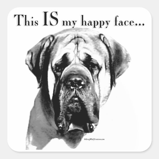 Mastiff Happy Face Vierkante Sticker (Voorkant)