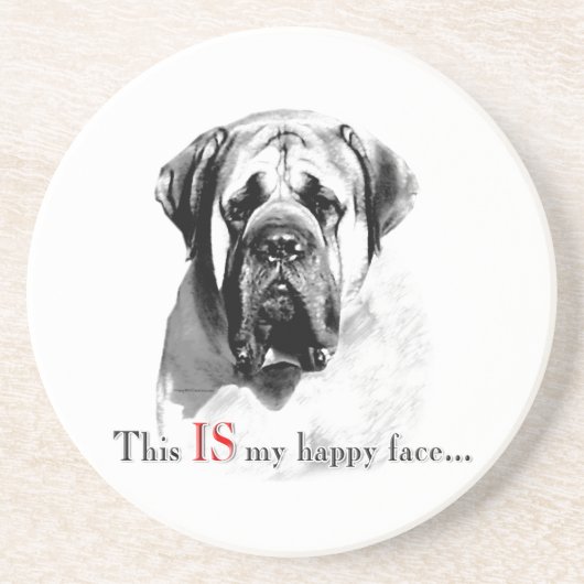 Mastiff Happy Face Zandsteen Onderzetter (Voorkant)