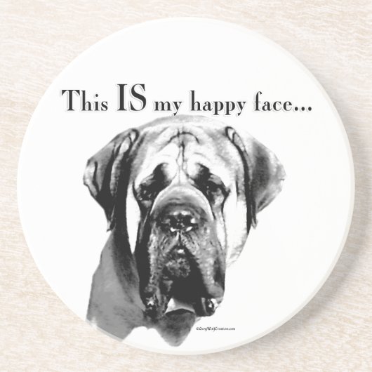 Mastiff Happy Face Zandsteen Onderzetter (Voorkant)