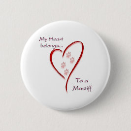 Mastiff hart behoort ronde button 5,7 cm